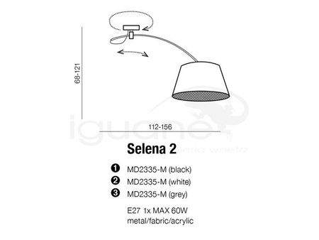 Lampa SELENA 2 szara