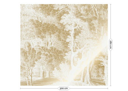 Mural Engraved Landscapes Off White MW-153 metallic gold