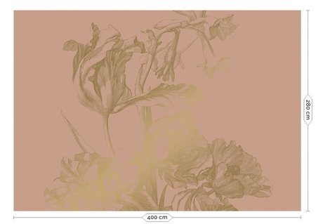 Mural Engraved Flowers MW-024 gold