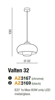 Lampa wisząca Valten 32 AZ3167 chrom