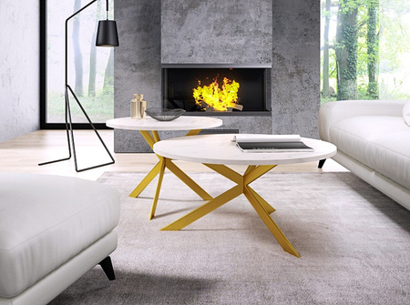 Zestaw stolików kawowych LIBRE mamrmur bianco / złoty