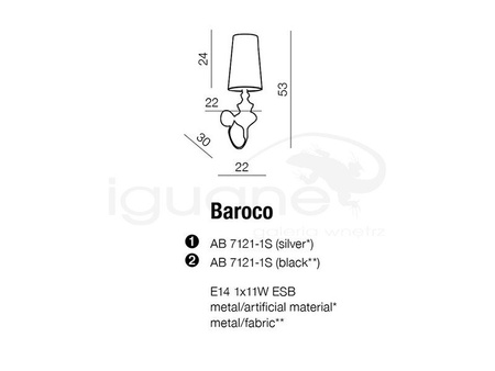 Lampa BAROCO kinkiet czarna