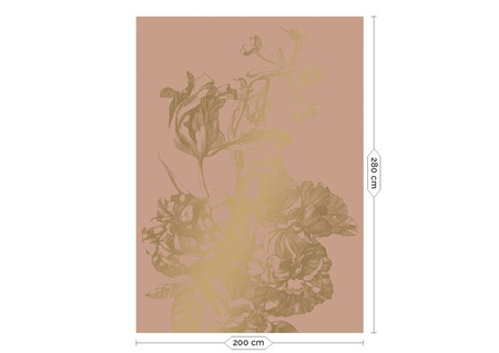 Mural Engraved Flowers MW-022  gold