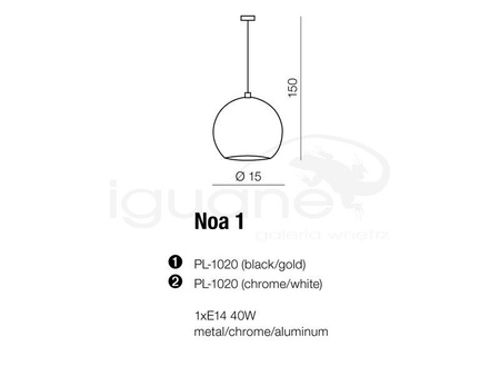 Lampa NOA 1 wisząca chrom-biała
