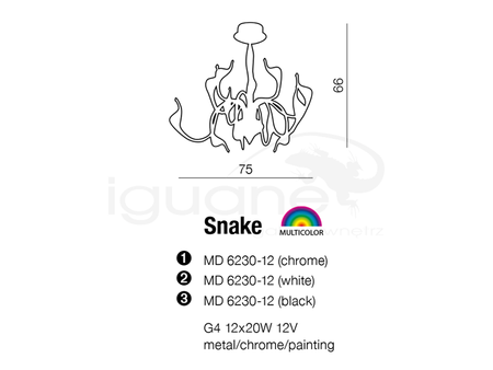 Lampa SNAKE wisząca biała