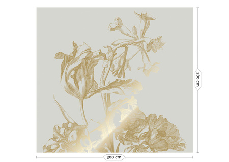Mural Engraved Flowers Sand MW-126 złoty
