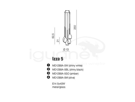 Lampa IZZA 5 wisząca czarna