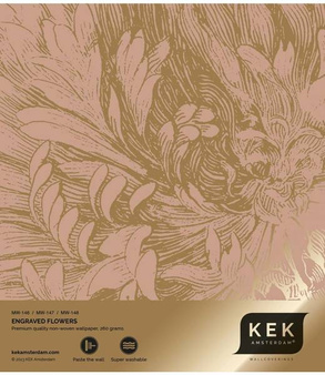 Mural Engraved Flowers Nude MW-147 złoty