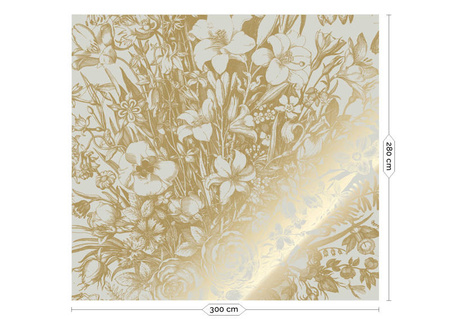 Mural Engraved Flowers Sand MW-135 złoty