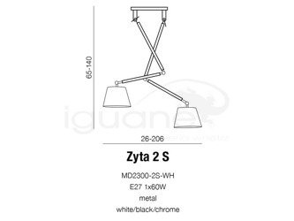 Lampa ZYTA 2 S wisząca szara