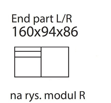 Moduł Noir END PART prawy tkanina 