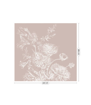 Mural Engraved Flowers Nude  WP-756