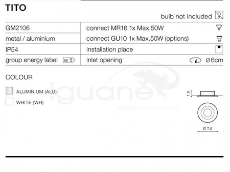 Lampa TITO plafon aluminium
