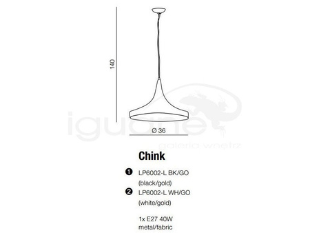 Lampa CHINK czarna /  złota wisząca