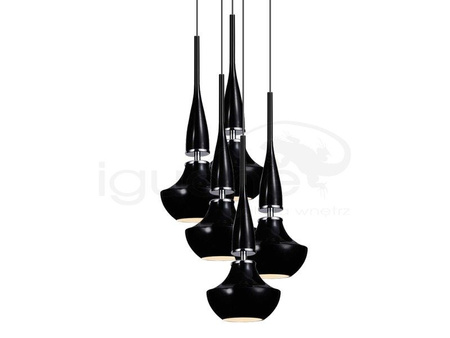 Lampa TASOS 5 wisząca chrom-czarna