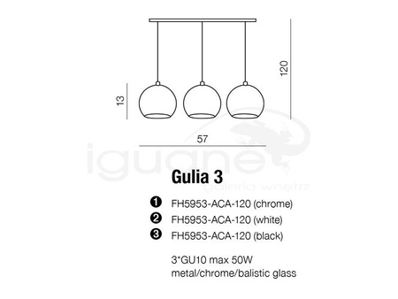 Lampa GULIA 3 wisząca czarna