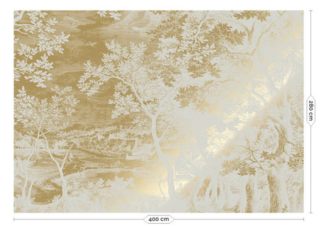 Mural Engraved Landscapes Sand MW-169 metallic gold