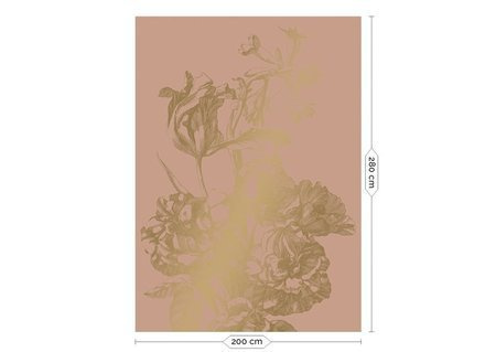 Mural Engraved Flowers MW-022  gold