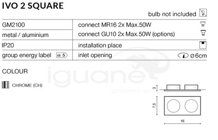 Lampa IVO SQUARE 2 chrom