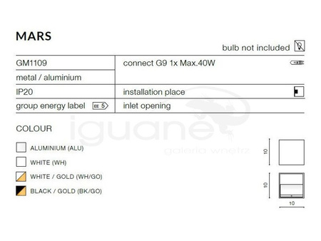 Lampa MARS kinkiet aluminium
