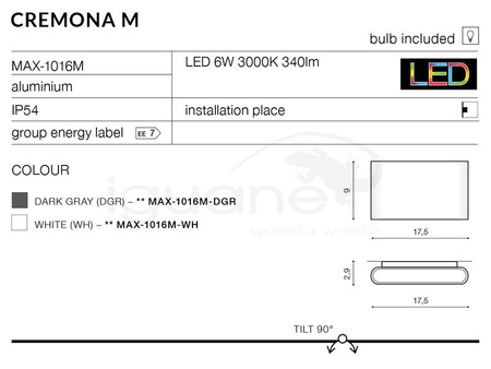 Lampa CREMONA M biała
