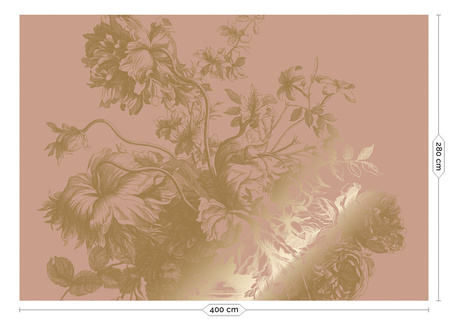 Mural Engraved Flowers Nude MW-121 złoty