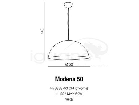 Lampa MODENA 50 wisząca czarna /  złota