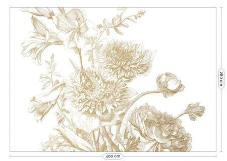 Mural Engraved Flowers MW-030 gold