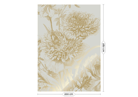 Mural Engraved Flowers Sand MW-143 złoty