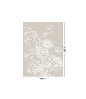 Mural Engraved Flowers Grey  WP-752