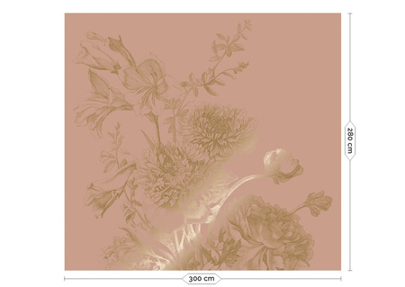 Mural Engraved Flowers Nude MW-147 złoty