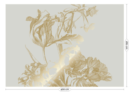 Mural Engraved Flowers Sand MW-127 złoty