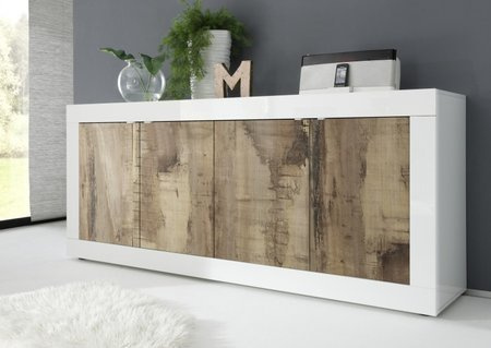 Komoda BASIC 4 drzwi biała/dąb Pero