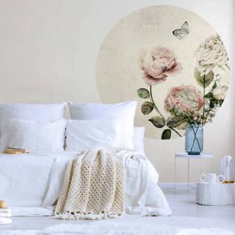 Mural koło Tapeta Rose Dream White