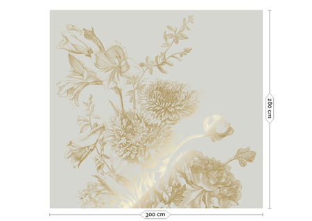 Mural Engraved Flowers Sand MW-144 złoty