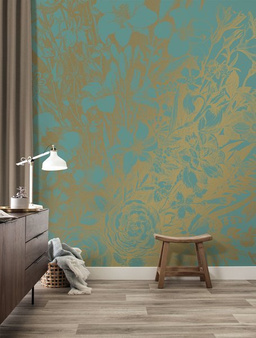 Mural Engraved Flowers MW-019 złoty