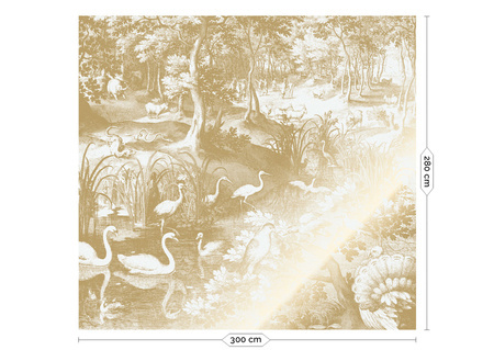 Mural Engraved Landscapes Off White MW-102 metallic gold