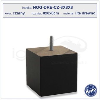 Noga drewniana sześcian czarna 8 cm