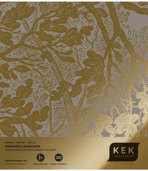 Mural Engraved Landscapes Grey MW-100 metallic gold