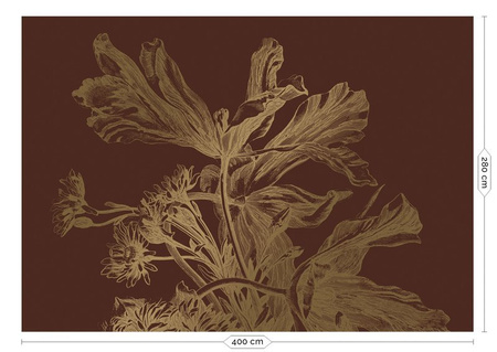 Mural Engraved Flowers MW-027 gold