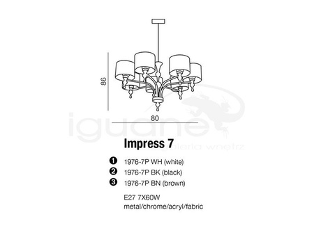 Lampa IMPRESS 7 wisząca biała