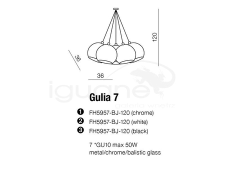 Lampa GULIA 7 wisząca czarna
