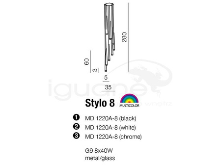 Lampa STYLO 8 wisząca czarna