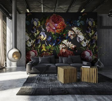 Mural 46705 kwiaty na carnym tle