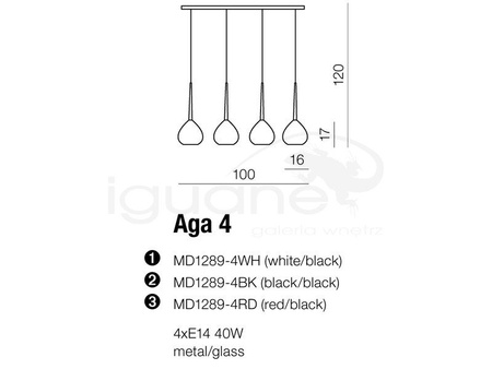 Lampa AGA-4 wisząca czarna