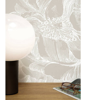 Mural Engraved Flowers Grey  WP-749