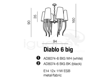 Lampa DIABLO 6 BIG biała wisząca