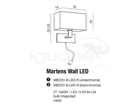 Lampa MARTENS kinkiet LED biała