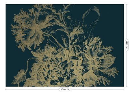 Mural Engraved Flowers MW-015 gold