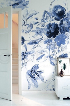 Mural Royal Blue Flowers III WP-219